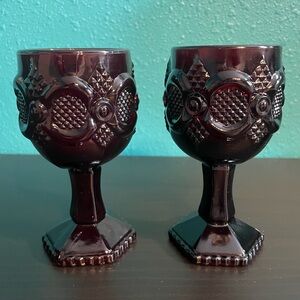 Vintage Avon 1876 Cape Cod Ruby Red- Set of 2 Goblets